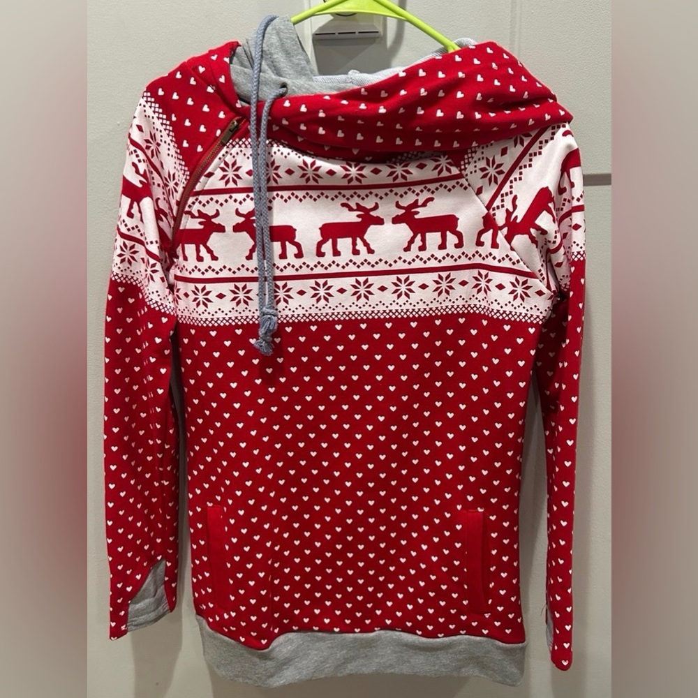 AMPERSAND AVE Red and Gray Reindeer Sweater